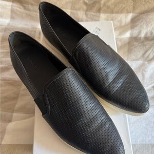 Vince Pierce Black Perforated Loafers